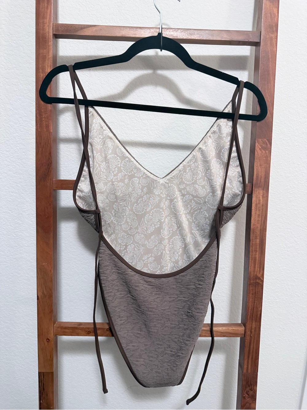 Free People Free-est Amber Reef Brown High-Leg One-Piece Swimsuit Size M NEW - Picture 6 of 9